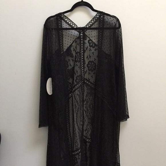 NEW nwt Boutique kimono long jacket lace boho cardigan plus size spring summer - Picture 6 of 7